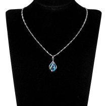 Sea Blue Heart Water Drop Zircon Copper Pendant