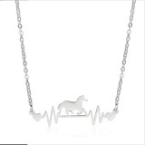 Horse electrocardiogram stainless steel necklace