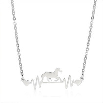 Horse electrocardiogram stainless steel necklace