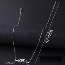 Horse electrocardiogram stainless steel necklace
