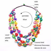 Bohemian Ethnic Style Necklace Coconut Shell Pendant Colorful Multi layered Beads Handwoven Long Necklace