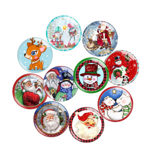 20MM Christmas Print glass snap button charms