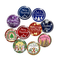 20MM Christmas Print glass snap button charms
