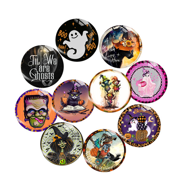 20MM Halloween Print glass snap button charms