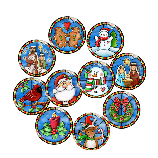 20MM Christmas Print glass snap button charms