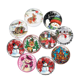 20MM Christmas Print glass snap button charms