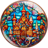 20MM Christmas Print glass snap button charms