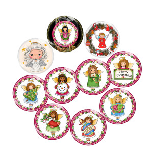 20MM Christmas Print glass snap button charms