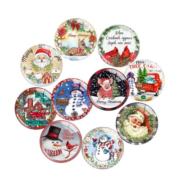 20MM Christmas Print glass snap button charms
