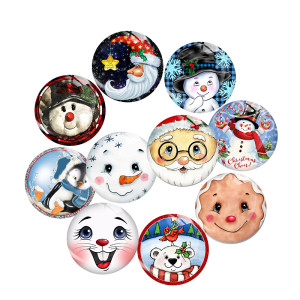 20MM Christmas Print glass snap button charms