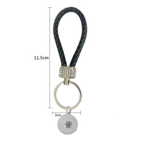 Diamond inlaid hand woven leather rope keychain, car pendant, bag accessory, pendant fit  20MM Snaps button jewelry wholesale