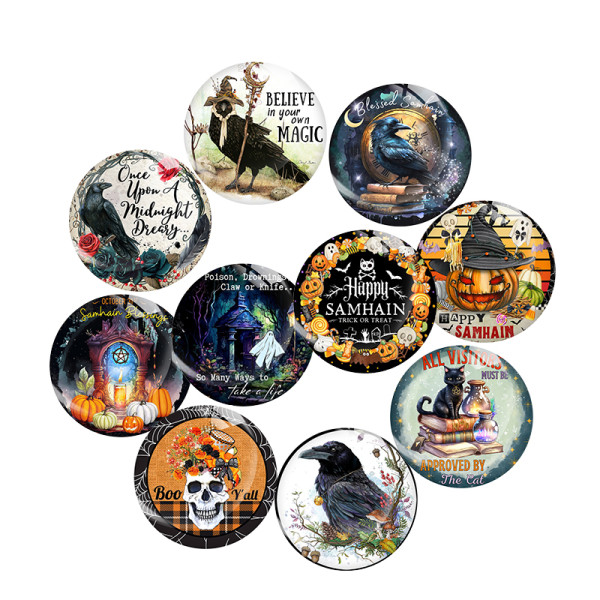 20MM Halloween  Print glass snap button charms