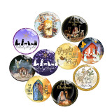 20MM Christmas Print glass snap button charms