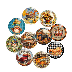 20MM Thanksgiving Print glass snap button charms