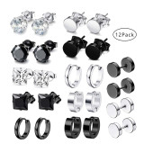 Stainless steel hip-hop earring set