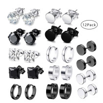 Stainless steel hip-hop earring set
