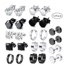 Stainless steel hip-hop earring set