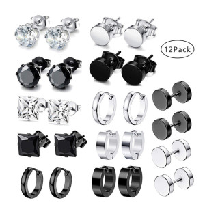 Stainless steel hip-hop earring set