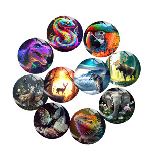 20MM animal Print glass snap button charms