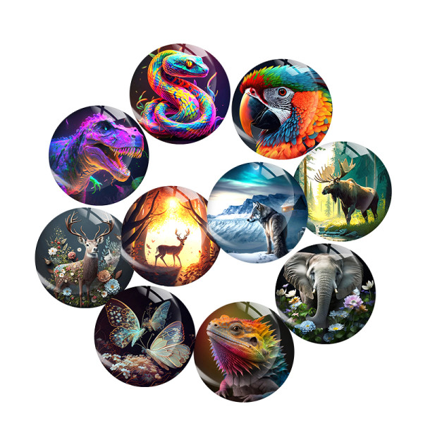 20MM animal Print glass snap button charms