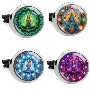 Alloy yoga glass hollow car bracket car aromatherapy air outlet clip life tree car aromatherapy clip perfume dispenser