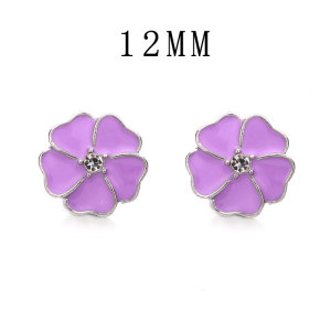 12MM flower rhinestone snap silver plated  interchangable snaps jewelry