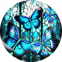 20MM butterfly Print glass snap button charms