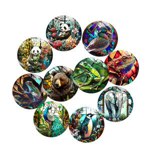 20MM animal Print glass snap button charms