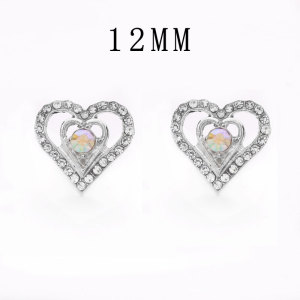 12MM love rhinestone snap silver plated  interchangable snaps jewelry