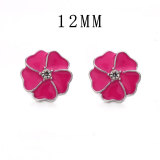 12MM flower rhinestone snap silver plated  interchangable snaps jewelry
