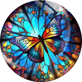 20MM butterfly Print glass snap button charms