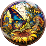 20MM butterfly Print glass snap button charms
