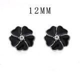 12MM flower rhinestone snap silver plated  interchangable snaps jewelry
