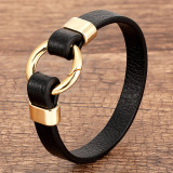 21CM Woven leather circular alloy leather rope bracelet