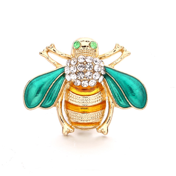 20MM Gold Bee Drip Oil  rhinestone  design  Metal snap buttons