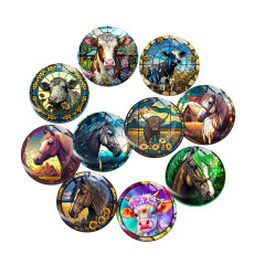 20MM animal Print glass snap button charms