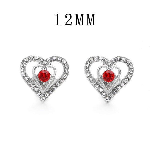 12MM love rhinestone snap silver plated  interchangable snaps jewelry