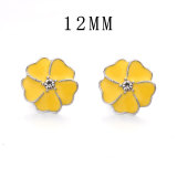 12MM flower rhinestone snap silver plated  interchangable snaps jewelry