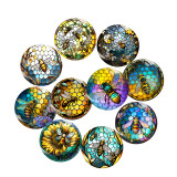 20MM bee Print glass snap button charms