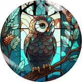 20MM owl Print glass snap button charms