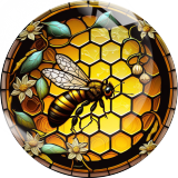 20MM bee Print glass snap button charms
