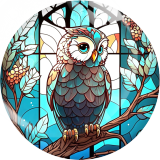 20MM owl Print glass snap button charms