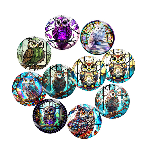 20MM owl Print glass snap button charms