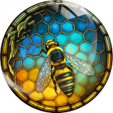 20MM bee Print glass snap button charms
