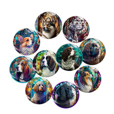 20MM dog Print glass snap button charms