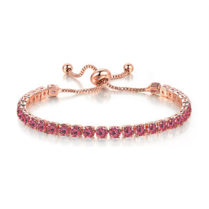 4mm round zircon single row adjustable crystal birthstone bracelet