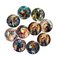 20MM dog Print glass snap button charms