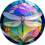 20MM dragonfly Print glass snap button charms