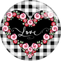 20MM Valentine's Day Love Print glass snap button charms