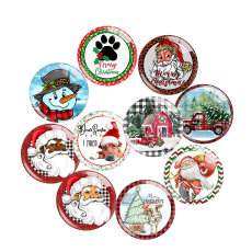 20MM Christmas Print glass snap button charms